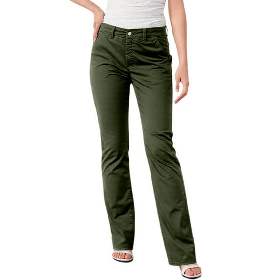 Women's Solid Color Stylish Casual Straight Leg Pants With Button Closure And Pockets Comfortable Work Trousers For Daily Commute
