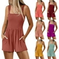 thumbnail image 1 of Women's Solid Color Stylish Pocket Strap Romper Comfortable Casual Wide Leg Romper Shorts | Aestivo,Wine L, 1 of 8