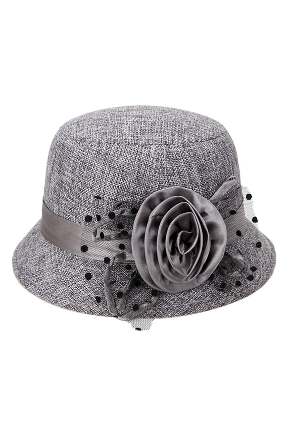 Women's Solid Color Sunshade Princess Hat with Flowers Fashion Summer Outdoor Breathable Fedoras Cap Evening Party Accessory