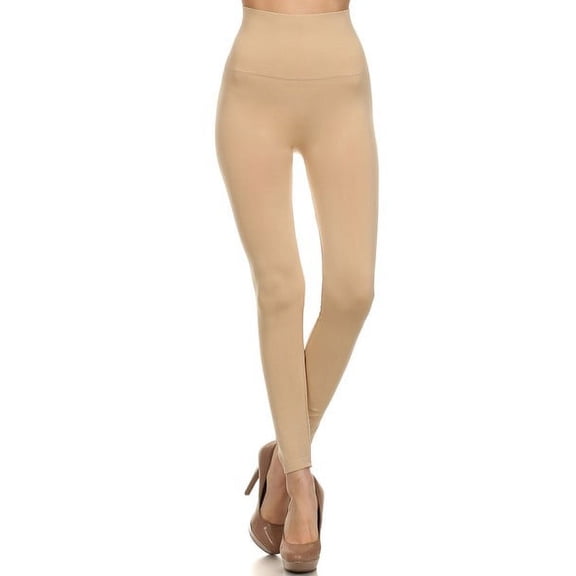 Women's Solid Color Super High Waist Leggings wt/5½" Waistband, Beige