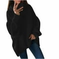 thumbnail image 1 of Women's Solid Color Sweaters Long Sleeve Cowl Neck Pullover Oversized Loose Knit Sweater Jumper Tops, 1 of 5
