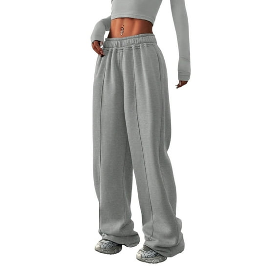 Women’s Solid Color Sweatpants High Waisted Loose Fit Jogger Pants with Elastic Waist and Pockets Casual Lounge Wear