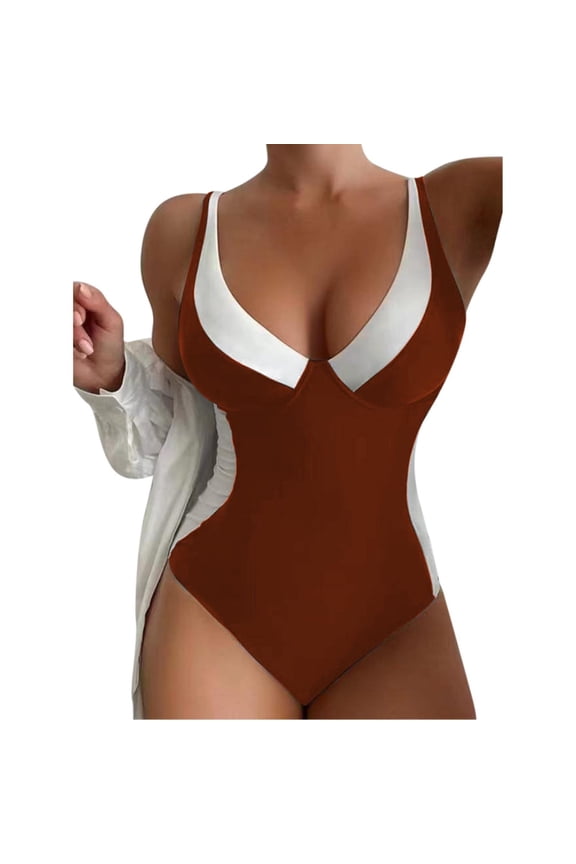 Women's Solid Color Swimsuit With Removable Padding High Cut Bathing Suit For Beach Swimming Surfing Vacation