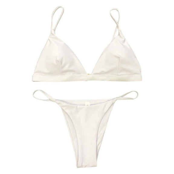 Women's Solid Color Swimwear Two Piece Bathing Suit High Waist Swimsuit For Summer Beach Pool Activities