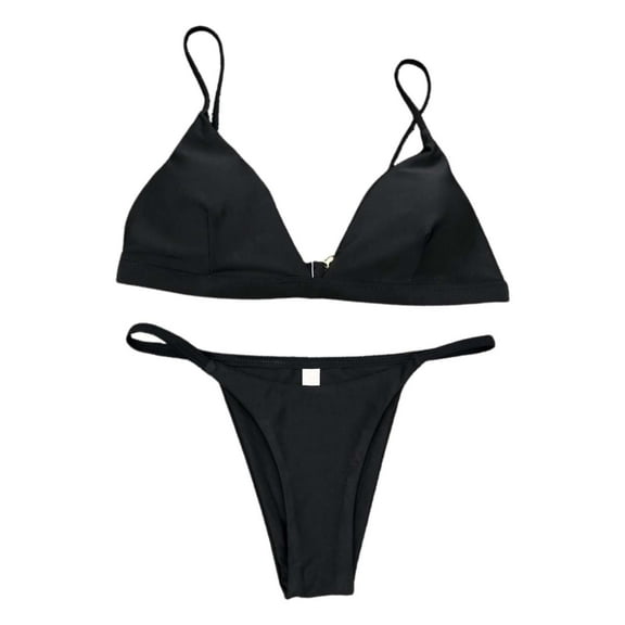 Women's Solid Color Swimwear Two Piece Bathing Suit High Waist Swimsuit For Summer Beach Pool Activities