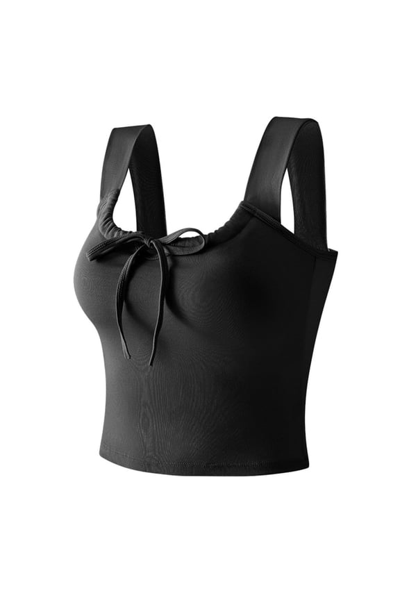 Women's Solid Color Tank Top with Built-in Fixed Pads Plus Size Backless Camisole Shapewear Active Bra Vest L