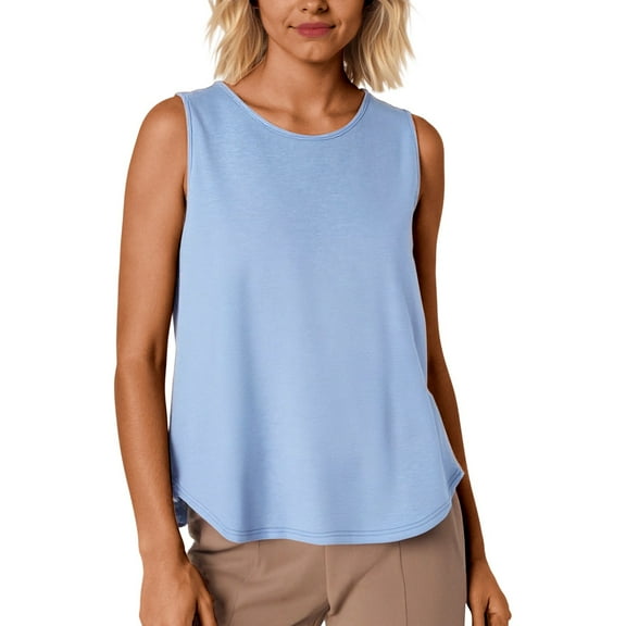 Women's Solid Color Tee Crewneck Sleeveless Shirts Casual Loose Blouses