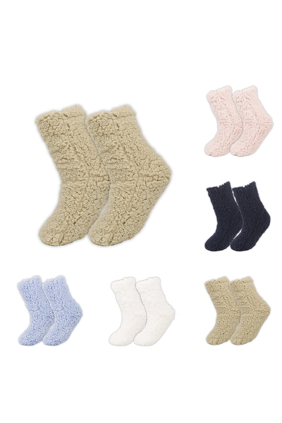 Women's Solid Color Thick Coral Fleece Socks - Half-Flannel Warm Home Floor Socks in Classic Colors for Ultimate Foot Warmth and Comfort Pink