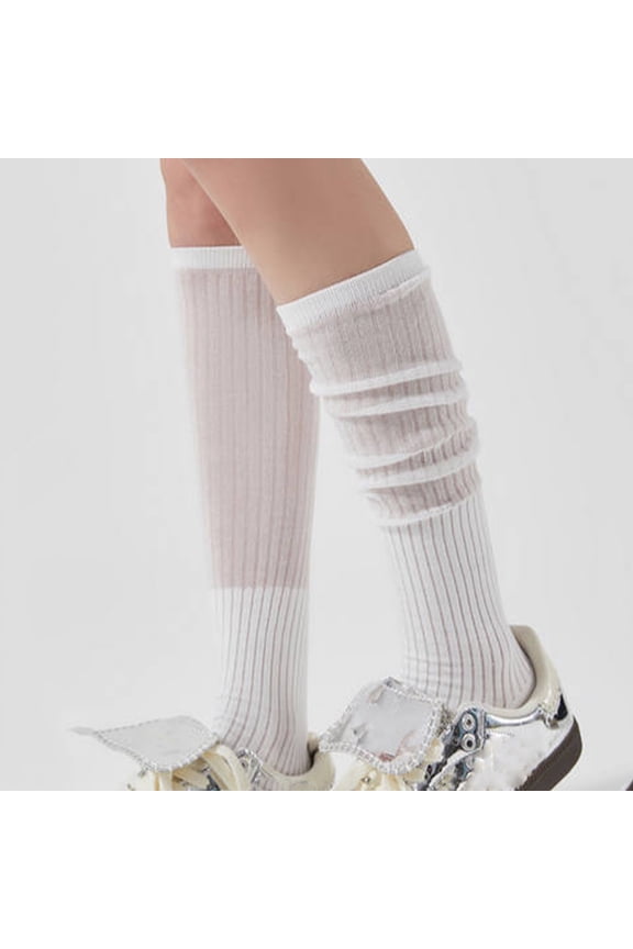 Women's Solid Color Thin Style Pile Socks Breathable Stockings Socks Thigh Socks Knee-High Warm Stocking Women Boot Sock Leg Warmer High Socks for Daily Wear