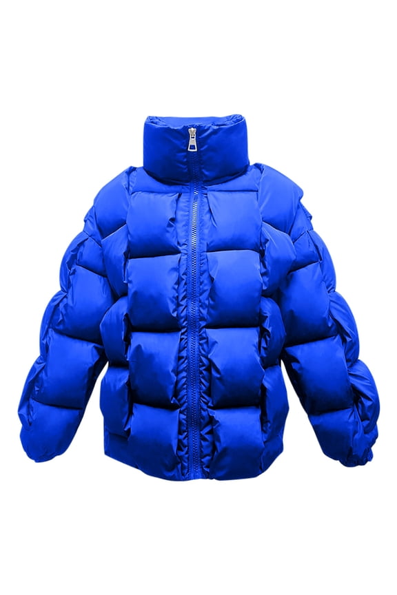 Women's Solid Color Three Dimensional Woven Down Cotton Jacket Block Warm And Thick Unisex Cotton Jacket