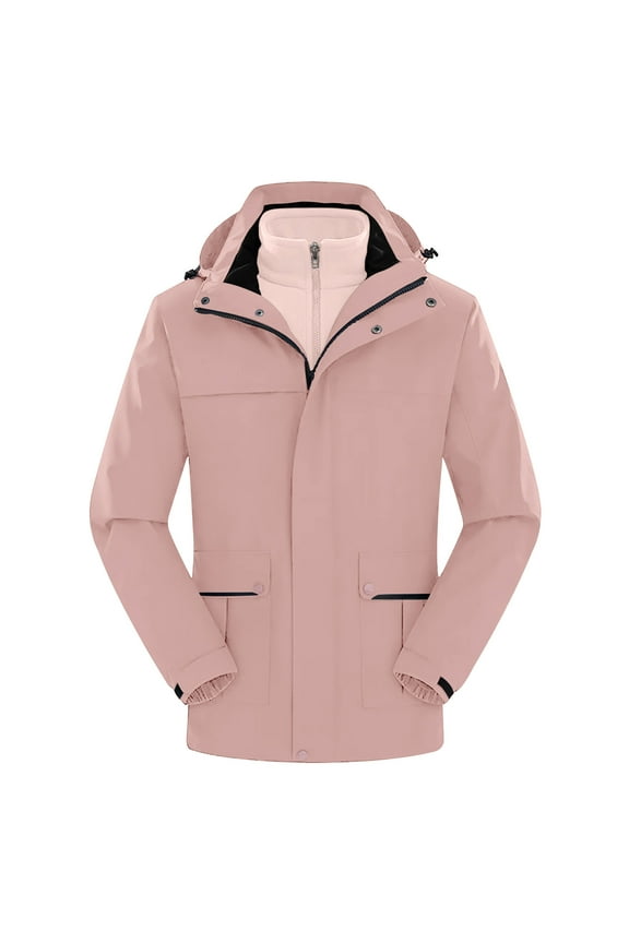 Women's Solid Color Three In One Windproof And Warm Windbreaker Casual And Fashionable Mountaineering Suit For Men And Women, And Charging Jacket
