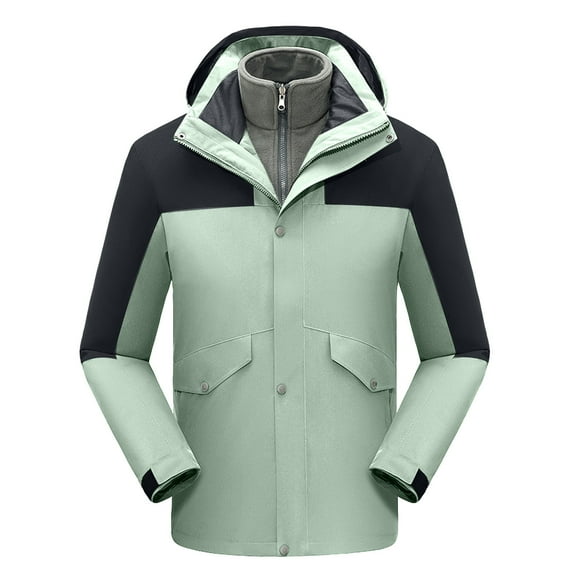 Women's Solid Color Three In One Windproof And Warm Windbreaker Casual And Fashionable Mountaineering Suit For Men And Women, And Charging Jacket