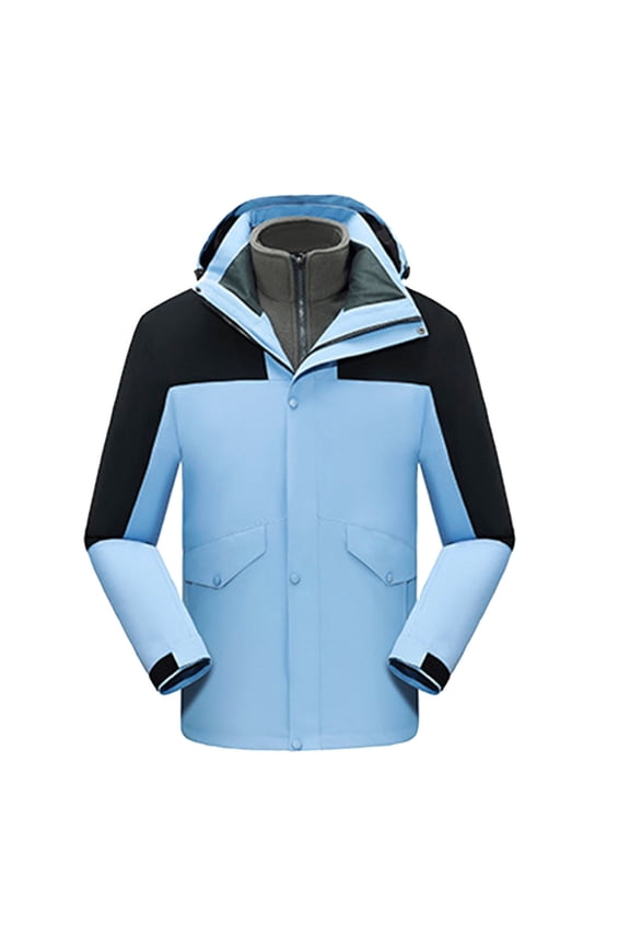 Women's Solid Color Three In One Windproof And Warm Windbreaker Casual And Fashionable Mountaineering Suit For Men And Women, And Charging Jacket