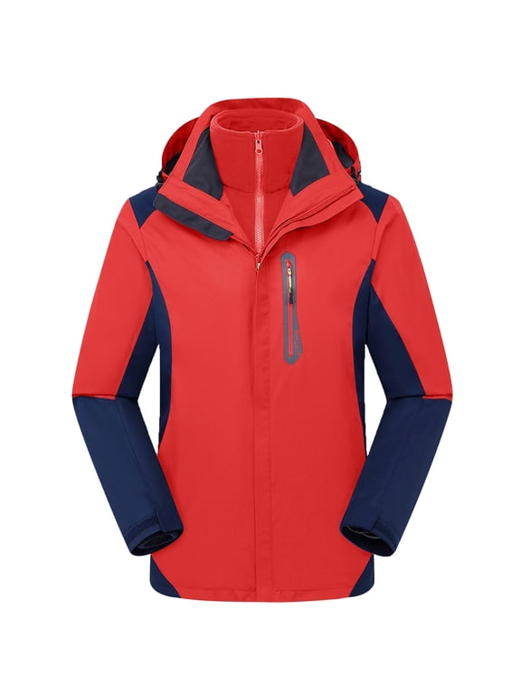 Women's Solid Color Three In One Windproof And Warm Windbreaker Casual And Fashionable Mountaineering Suit For Men And Women, And Charging Jacket