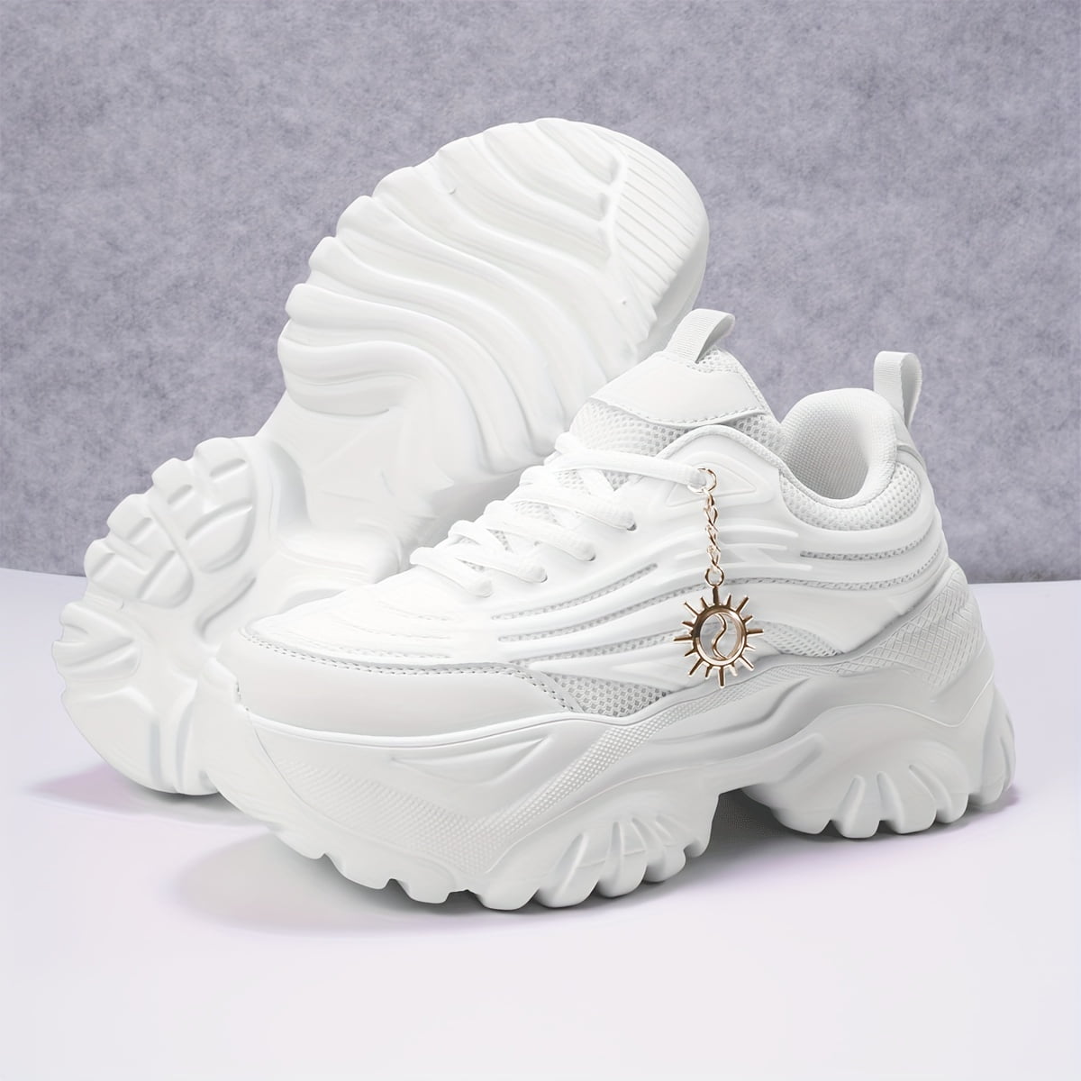 NEW Chunky Platform Sneakers shops With Chain Deco