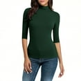 thumbnail image 1 of Women's Solid Color Turtleneck Slim Fit Bottoming Shirt Tops Casual Half Sleeves T-shirt tops fashionable Versatile Tee Tops, 1 of 7