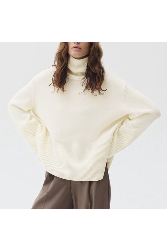 Women's Solid Color Turtleneck Slit Pullover Guy Sweaters Ling Sleeve Sweat Necklace Mens Big And Tall Sweater 4xl Dark Sweaters Sweater Hoodie Men Sweaters for Men And Boys Loose Sweater Men Sweaters