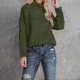 thumbnail image 1 of Women's Solid Color Turtleneck Sweater, Loose Fit Knit Pullover with Long Sleeves, Soft Stretchy High Neck Top, Comfortable Casual Winter Wear for Everyday Outfits and Relaxation Blackish Green L, 1 of 5