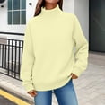 thumbnail image 1 of Women's Solid Color Turtleneck Sweatshirt,Raglan Sleeve Pullover Top,Casual Loose Fit Streetwear,Comfortable Fleece Lined Crewneck Sweatshirt for Women,Oversized Casual Wear for Daily Use Khaki, 1 of 6