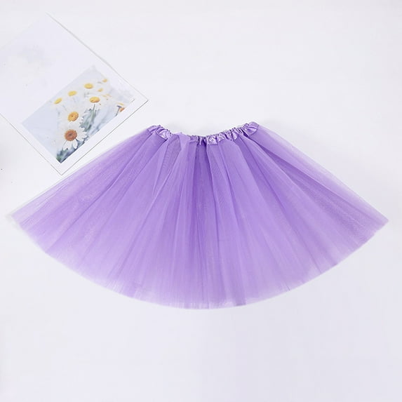 Women's Solid Color Tutu Skirt, 5 Layered Tulle Performance Skirt, Elastic Waist Dance Skirt, Costume Party Skirt, Ballet Skirt, Festival Running Skirt Purple A