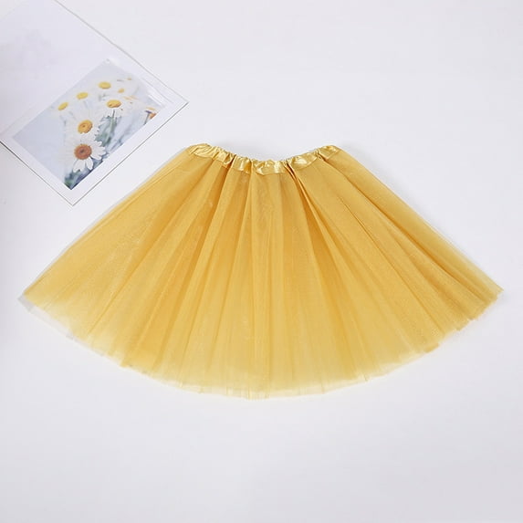 Women's Solid Color Tutu Skirt, 5 Layered Tulle Performance Skirt, Elastic Waist Dance Skirt, Costume Party Skirt, Ballet Skirt, Festival Running Skirt Yellow A