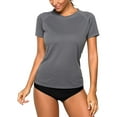 thumbnail image 1 of Women's Solid Color UPF 50+ Rash Guard Raglan Short Sleeve Swimwear Shirt Quick Dry Tops, 1 of 6