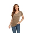 thumbnail image 1 of Women's Solid Color V-Neck Short-Sleeved T-Shirt Loose Casual Top, 1 of 2