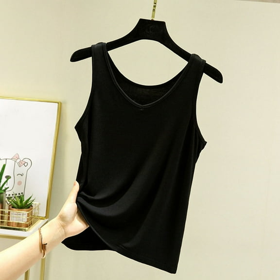 Women's Solid Color V-Neck Sleeveless Camisole Top, Loose Fit Pajama Shirt for Sleepwear and Lounge