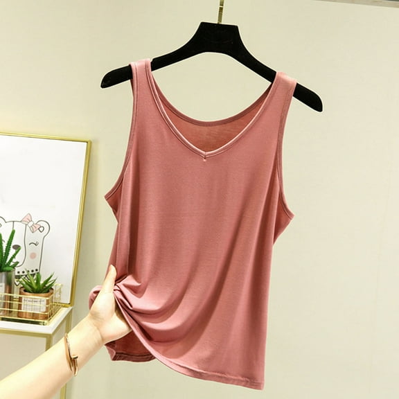 Women's Solid Color V-Neck Sleeveless Camisole Top, Loose Fit Pajama Shirt for Sleepwear and Lounge