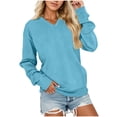 thumbnail image 1 of Women's Solid Color V-Neck Sweatshirt Long Sleeve Pullover Comfy Casual Fall Fashion Top | CSEONE,Sky Blue 2XL, 1 of 6