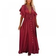 thumbnail image 1 of Women's Solid Color V-neck Lace Dress, 1 of 5