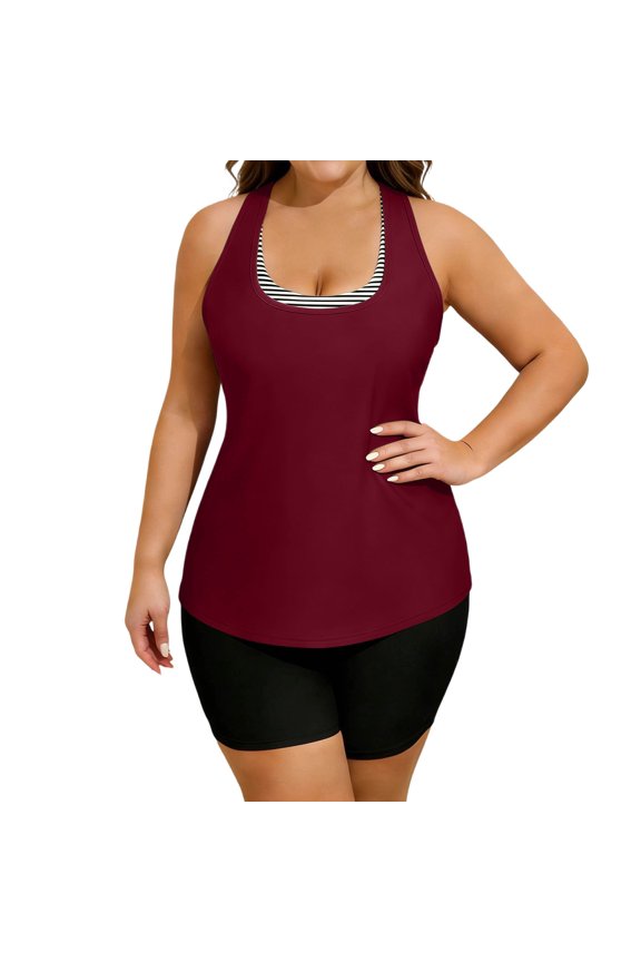 Women's Solid Color Vintage Floral Print Bikini Set High Waisted Ruched Swimsuit Two Piece Bathing Suit