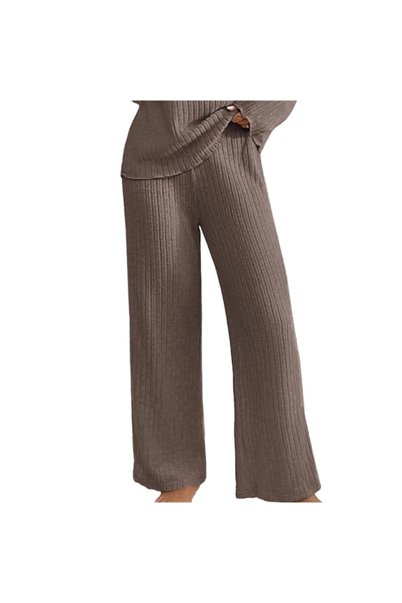 Women's Solid Color Wide Leg Casual Pants with Elastic Waist, Warm Wool Blend 4-Way Stretch Thermal Lounge Pants for Autumn Winter, Comfortable for Yoga, Dog Walking and Home Activities Khaki XXL