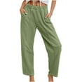 thumbnail image 1 of Women's Solid Color Wide Leg Pants with Elastic Waistband, Casual Long Pants with Belt Loops And Pockets., 1 of 9