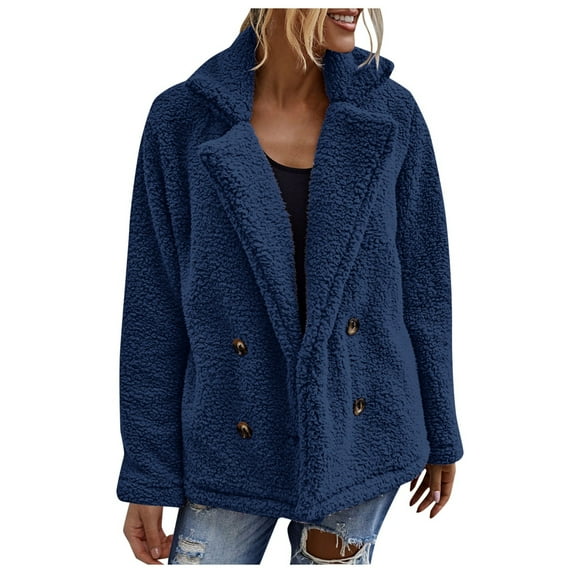 Women's Solid Color Winter Buttoned Jacket Casual Outerwear With Pockets Warm Cozy Soft Comfort Fit