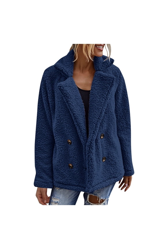 Women's Solid Color Winter Buttoned Jacket Casual Outerwear With Pockets Warm Cozy Soft Comfort Fit