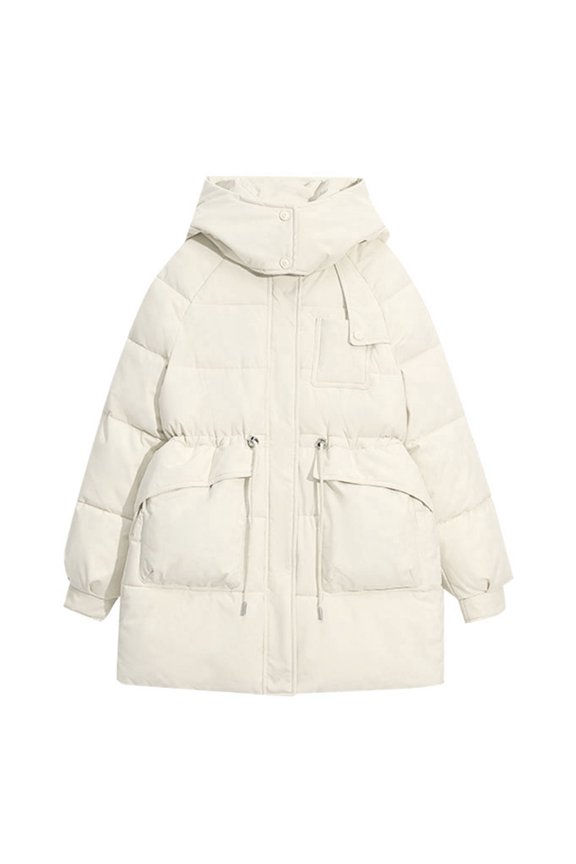 Women's Solid Color Winter Waist Down Jacket Warm Cozy Outerwear Windproof Cold Weather Coat