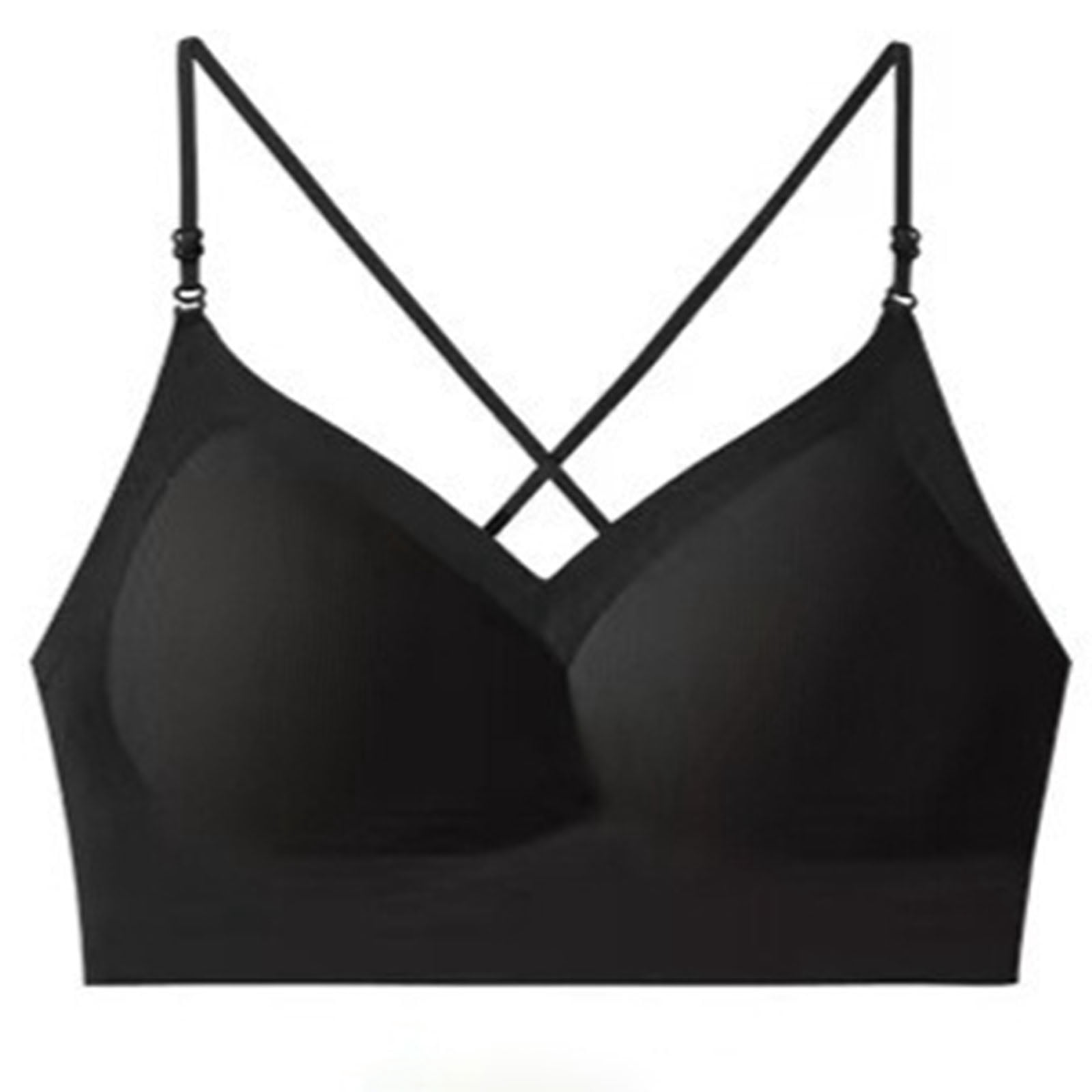 Women's Solid Color Wireless Push up Bra Thin Crisscross Back Straps ...