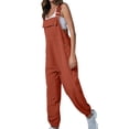 thumbnail image 1 of Women's Solid Color Work Overalls Fashionable Casual Leggings Jumpsuit for Women | Aestivo,Orange L, 1 of 9
