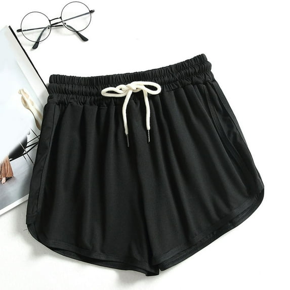 Women's Solid Color Workout Shorts Drawstring Elastric Waist Athletic Short Winter Breathable Sweat Fitness Hot Pants