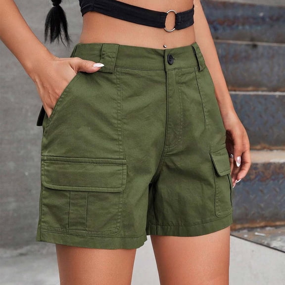 Women's Solid Color Workwear Shorts With High Waist And Straight Leg For Casual