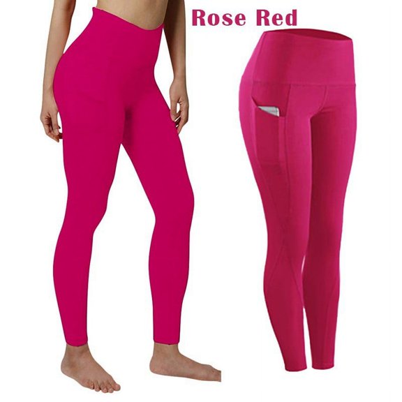 Women's Solid Color Yoga Pants Ultra Stretchy High Waisted Leggings for Exercise Gym Fitness
