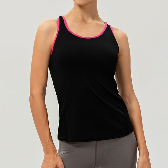 Women's Solid Color Yoga Vest Sports Quick Drying Vest Fashion Tops Women 50th Birthday Top for Women Womens Workout Tops Athletic Wear Breathe Top Women Sequin Top for Women Shirts Women Loose
