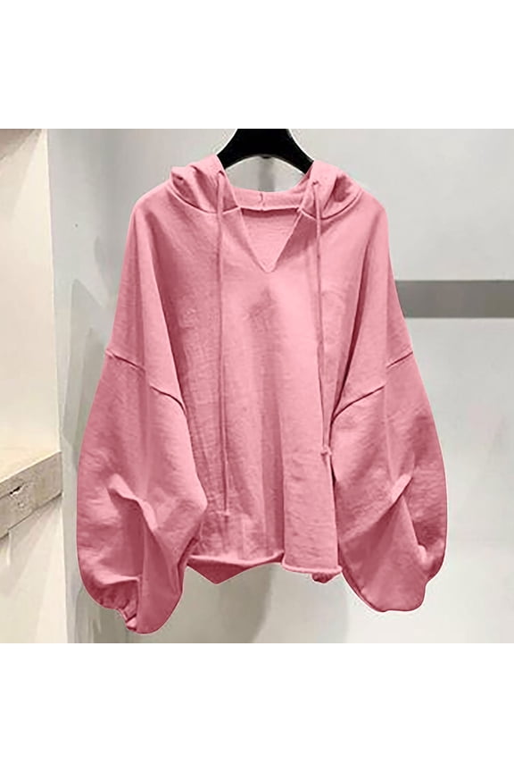 Women's Solid Color Zip Front Hooded Sweatshirt Long Sleeve Fall Blouse Top​​