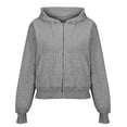 thumbnail image 1 of Women's Solid Color Zip Up Hooded Sweatshirt with Pockets, Comfortable Soft Lightweight Fabric, Pullover Style for Women's Workout, Running, Gym, Travel, Holiday and Daily Streetwear Fashion Grey XL, 1 of 8