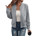 thumbnail image 1 of Women’s Solid Color Zip-Up Jacket, Casual Baseball Collar Lightweight Outerwear, Relaxed Fit Long Sleeve Daily Wear Jacket for Spring Fall, 1 of 11
