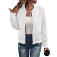 thumbnail image 1 of Women’s Solid Color Zip-Up Jacket, Casual Baseball Collar Lightweight Outerwear, Relaxed Fit Long Sleeve Daily Wear Jacket for Spring Fall, 1 of 10