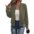 thumbnail image 1 of Women’s Solid Color Zip-Up Jacket, Casual Baseball Collar Lightweight Outerwear, Relaxed Fit Long Sleeve Daily Wear Jacket for Spring Fall, 1 of 7