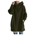 thumbnail image 1 of Women's Solid Color Zippered Hooded Longline Lined Streetwear Pullover Jacket Women's Lined Long Hoodie Long Zippe Sweatshirts Women Womens Hoodie Pullover Long Tunic Hoodies Women Womens Light, 1 of 6