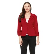 MOA COLLECTION Women's Solid Comfy Casual Office Work 3/4 Long Sleeve Open Front Blazer Jacket S-3XL